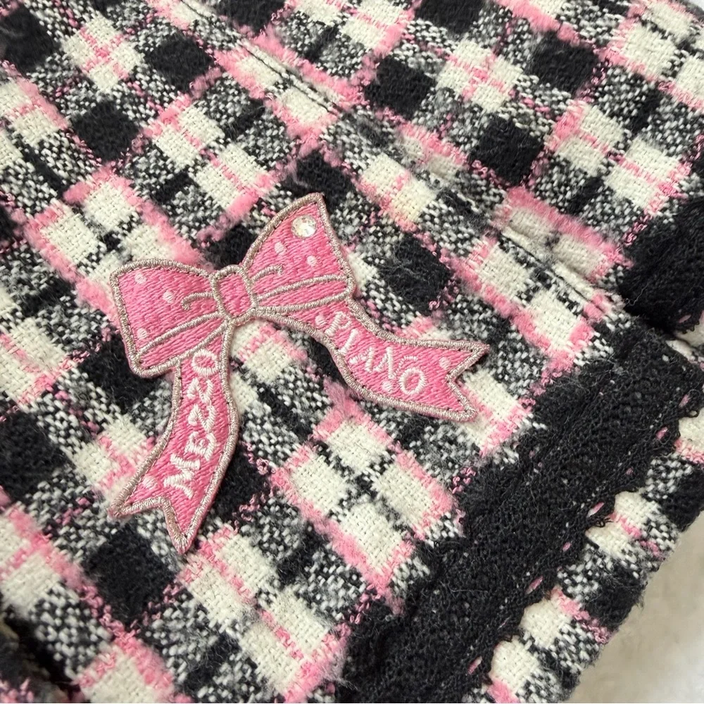 Mezzo Piano Skirt plaid bow pink  lace kawaii gal Jfashion jirai kei Liz Lisa